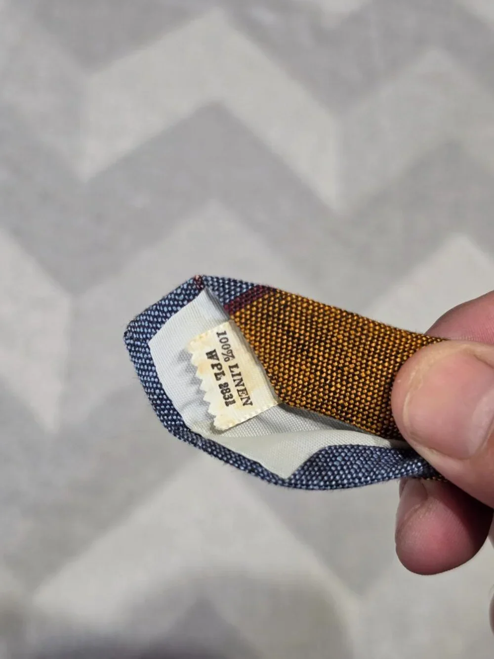 Vintage Streamers 100% Linen Tie With Blue & Orange Stripes 3